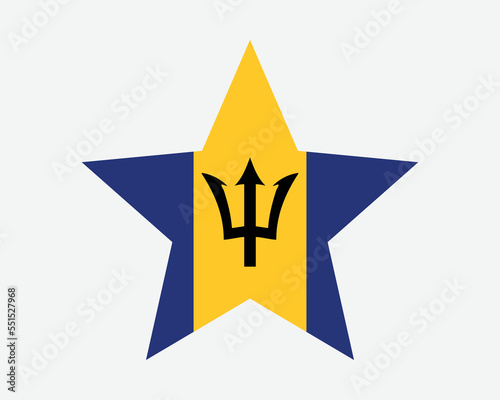 Barbados Star Flag. Barbadian Star Shape Flag. Bajan Country National Banner Icon Symbol Vector 2D Flat Artwork Graphic Illustration