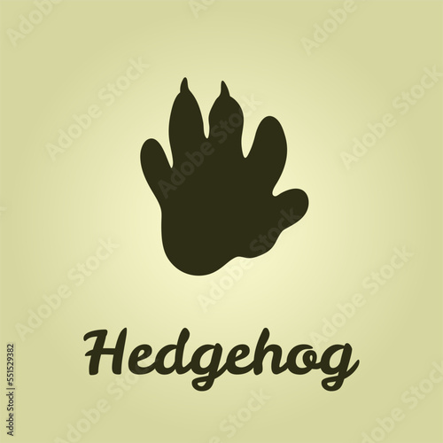 Hedgehog tracks. Hedgehog paw. Icon for hunters or zoologists