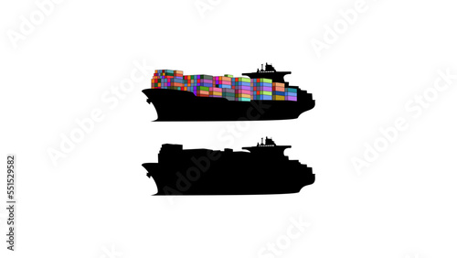 cargo ship silhouette. colorful containers