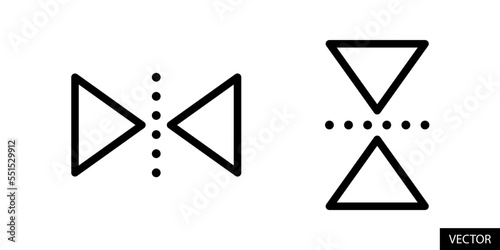 Flip Horizontal and Flip Vertical vector icons in line style design for website design, app, UI, isolated on white background. Editable stroke. Vector illustration.