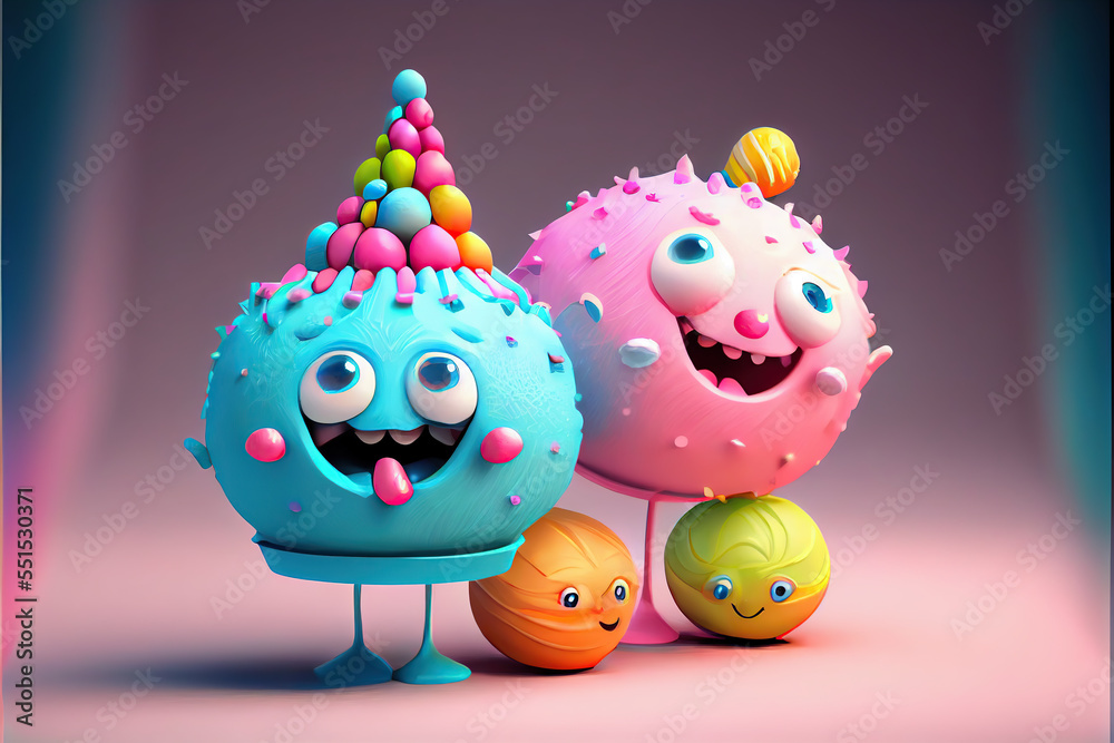 Adorable candy characters. Cute, funny