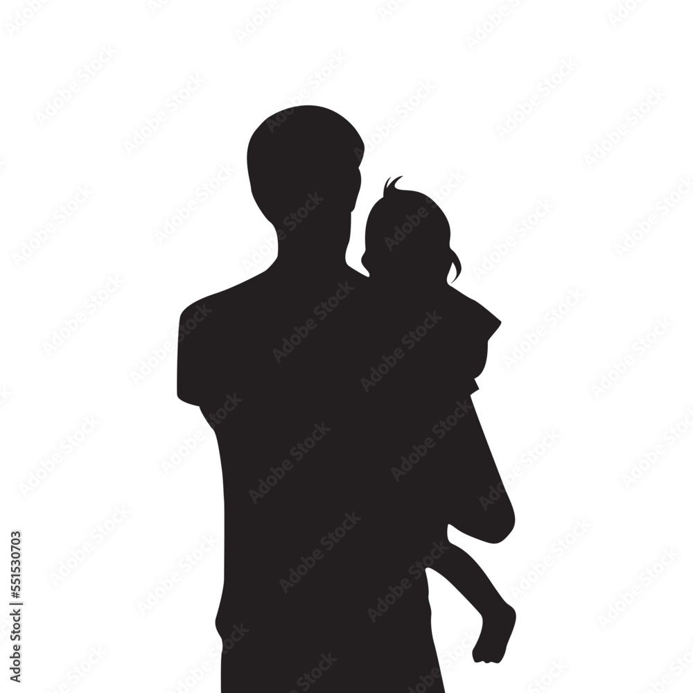 silhouette of parent and child flat icon 