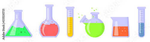 set of chemical laboratory flask. Lab flask icon. Vector illustration photo