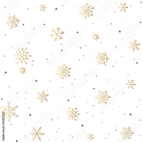 Wallpaper Mural Cartoon gold snowflakes. Snow background. Torontodigital.ca