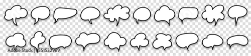 Collection set of speech bubbles on a transparent background. The concept of communication of people in the field of business and everyday affairs. Vector illustration.