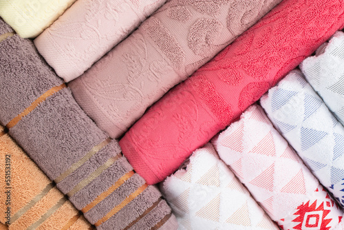 multi-colored Terry cotton bath towels