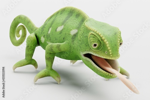 Realistic 3D Render of Flap Necked Chameleon