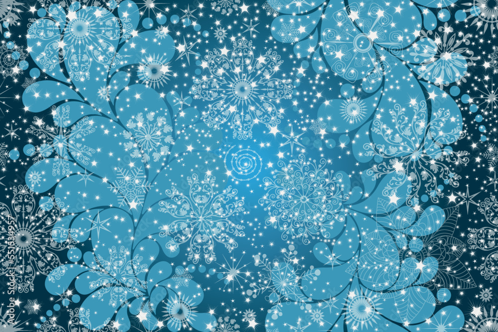 Vector dark blue seamless gradient Christmas pattern with stars, snowflakes and paisley Vector dark blue seamless gradient Christmas pattern with stars, snowflakes and paisley