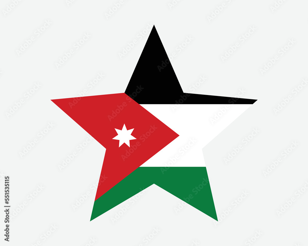 Jordan Star Flag. Jordanian Star Shape Flag. Hashemite Kingdom of Jordan  Country National Banner Icon Symbol Vector Flat Artwork Graphic  Illustration Stock Vector | Adobe Stock