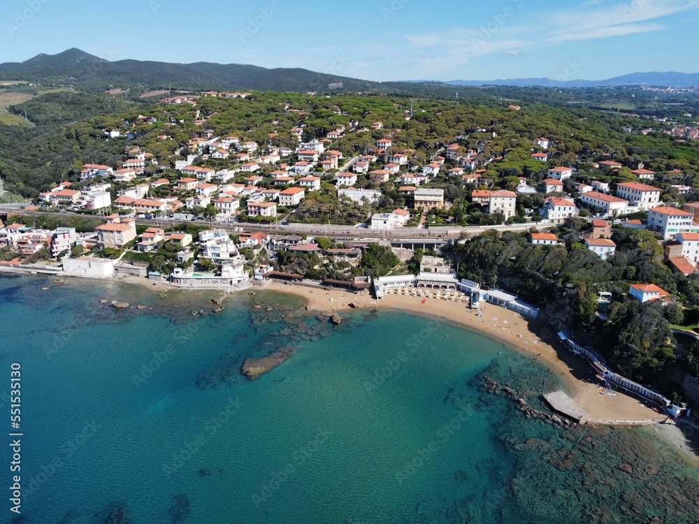 aerial view of the Tuscan coast in Castiglioncello