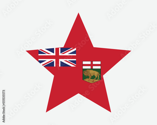 Manitoba Canada Star Flag. MB Canadian Five Point Star Shape Province Flag. Manitoban CA Banner Icon Symbol Vector Flat Artwork Graphic Illustration photo