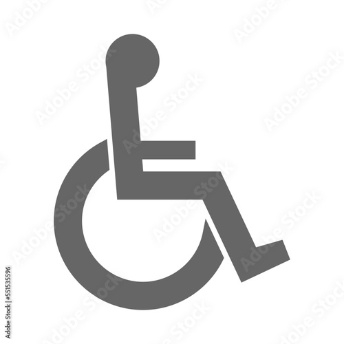 Handicapped outline isolated icon. Disabled cut out symbol. Vector stock illustration.