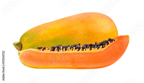 Papaya and slice isolated on transpaeent png