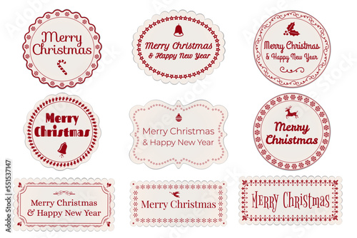 Stickers or labels with Christmas greetings - Vector