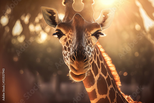 Picture of a giraffe taken up up and personal in bright sunshine.