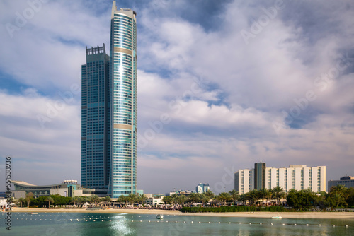 Cityscape of Abu Dhabi at Persian Gulf, UAE.