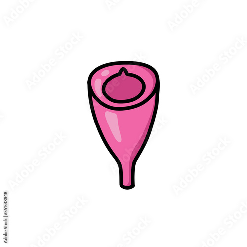 menstrual cup doodle icon, vector color line illustration
