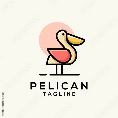 pelican cute logo design