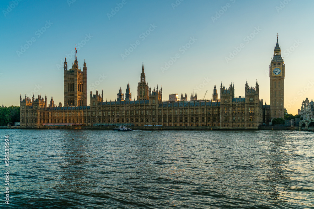 The Houses of Parliament, Big Ben by The River Thames, London, England