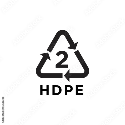 Plastic recycling symbol HDPE 2 , Plastic recycling code HDPE 2 , vector illustration. photo