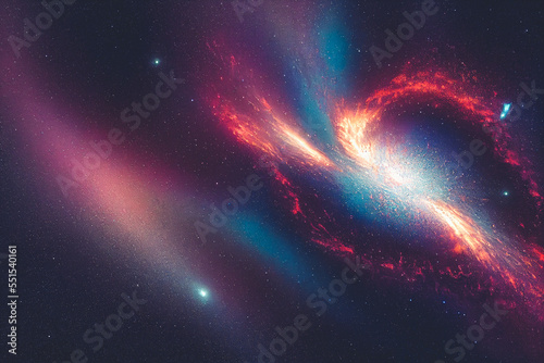 Splendid scenic outer space vibrant color starry galaxy universe in bizarre and fantasy cosmical light in digital art AI generated image background. Colorful light in the deep space wallpaper. photo