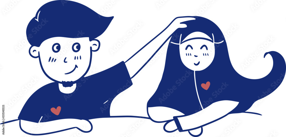 Fototapeta premium cute handdrawn moslem couple illustration