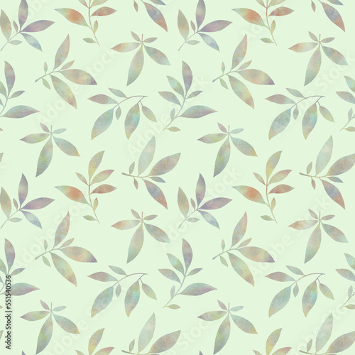 Wallpaper Mural delicate watercolor seamless pattern for wallpaper. Green leaves, watercolor illustration, abstract ornament from branches Torontodigital.ca