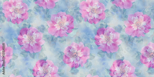 watercolor peony flowers  seamless botanical pattern  Abstract floral background.