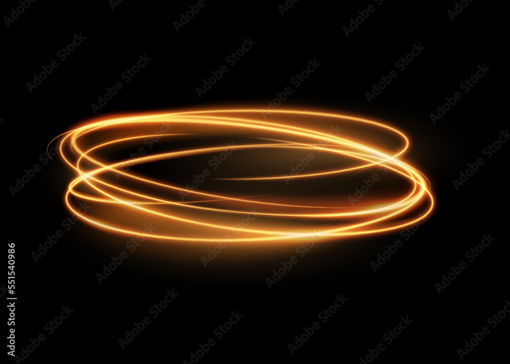 Glowing shiny spiral line effect vector background. Abstract light speed motion effect. Shiny wavy trail. Light painting magic glow. Curly gold spirals, motion of twinkling sparkle rays Glowing shiny spiral line effect vector background. Abstract light speed motion effect. Shiny wavy trail. Light painting magic glow. Curly gold spirals, motion of twinkling sparkle rays