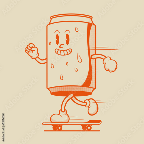 Cute Cola Can Character, Retro Mascot Character