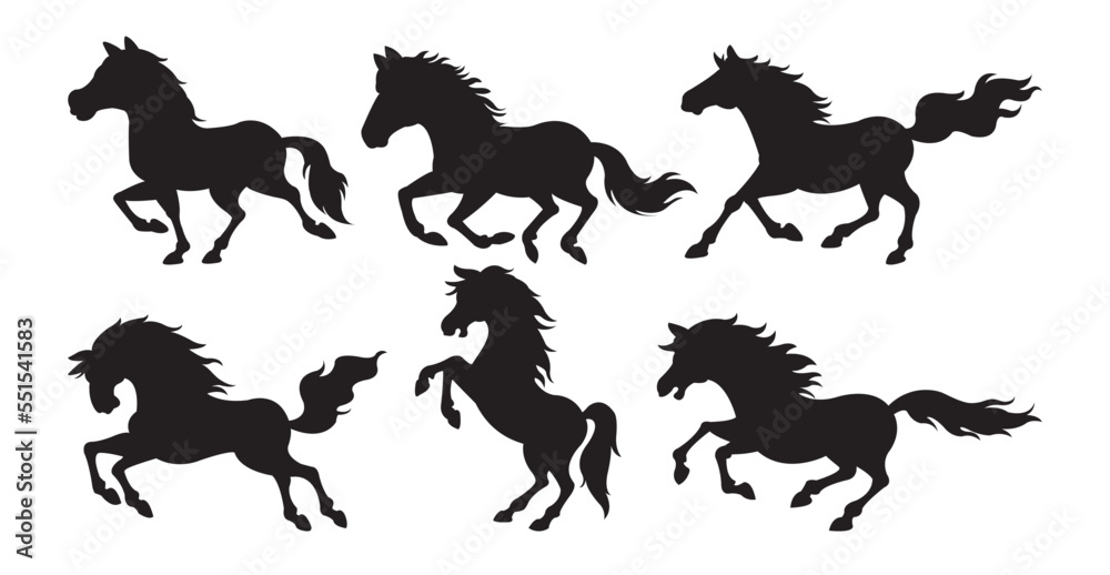 Horse collection - vector silhouette