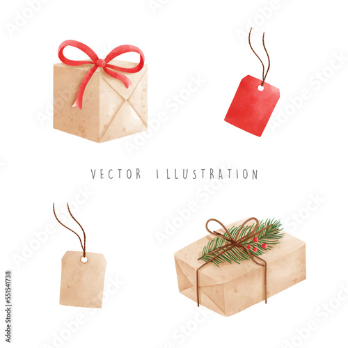 Christmas mail, gift box. Christmas vector illustration