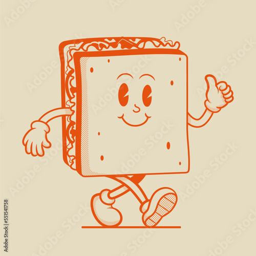 Sandwich Character, Retro Mascot Character