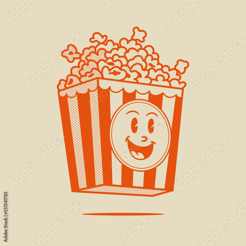 Popcorn Character, Retro Mascot Character