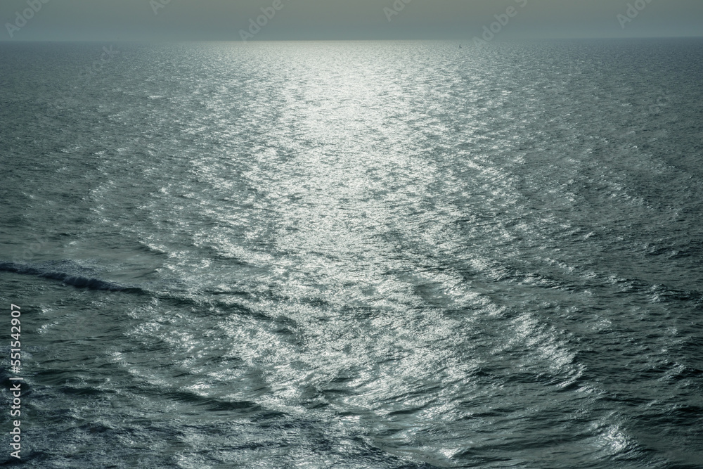 View of glittering wavy the Atlantic ocean.