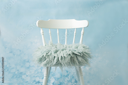 Newborn digital backdrop ; chair on blue background