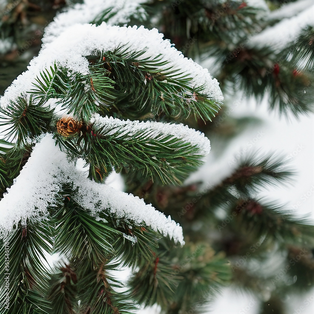 Christmas fir tree branch with snow Christmas fir tree branch with snow
