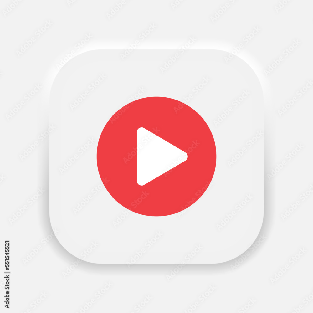 Media player play button icon in neumorphism style. Vector EPS 10 Media player play button icon in neumorphism style. Vector EPS 10