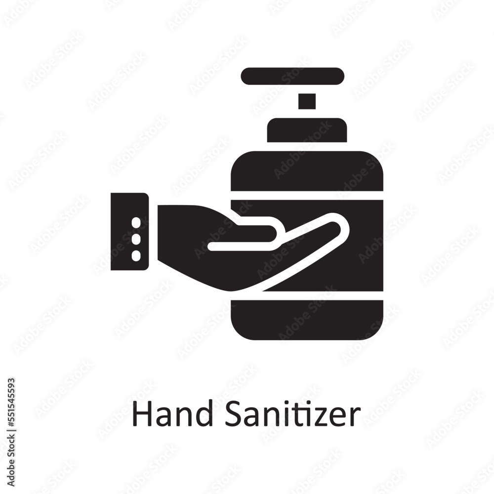 Hand Sanitizer Vector Solid Icon Design illustration. Medical Symbol on White background EPS 10 File