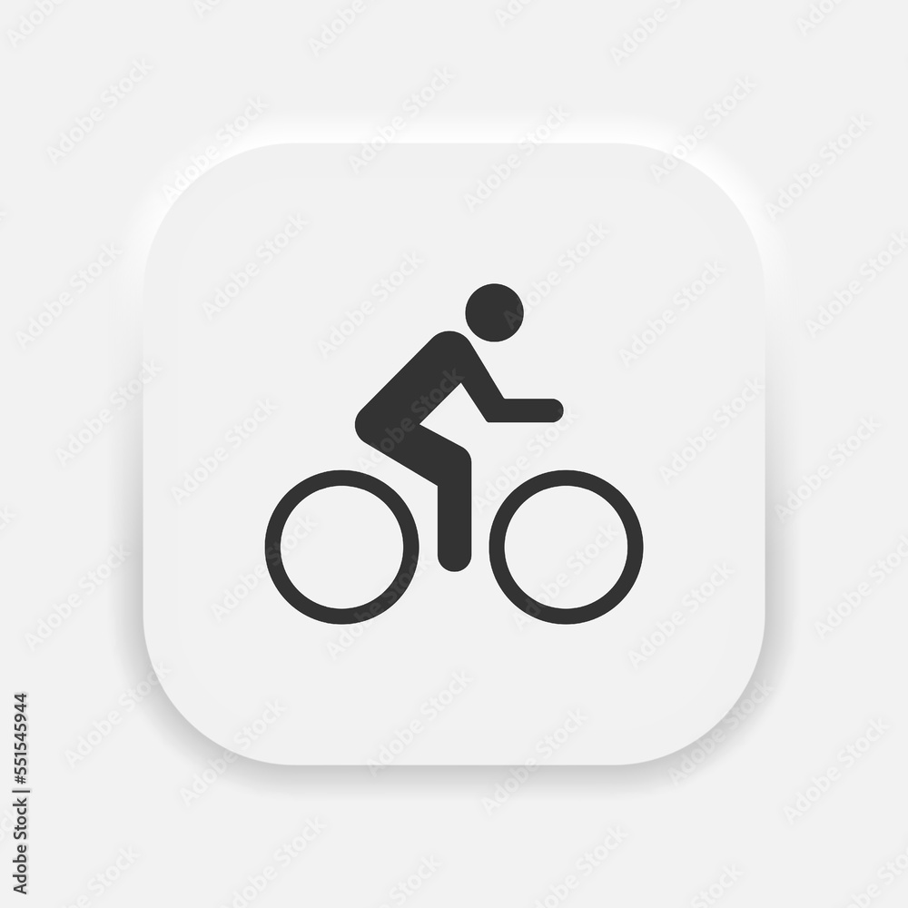 Man on a bicycle vector icon. Bicyclist sign in neumorphism style. Vector EPS 10 Man on a bicycle vector icon. Bicyclist sign in neumorphism style. Vector EPS 10