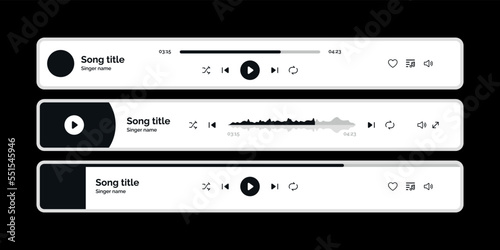 Music media player collection template icon multimedia song application interface illustration vector photo