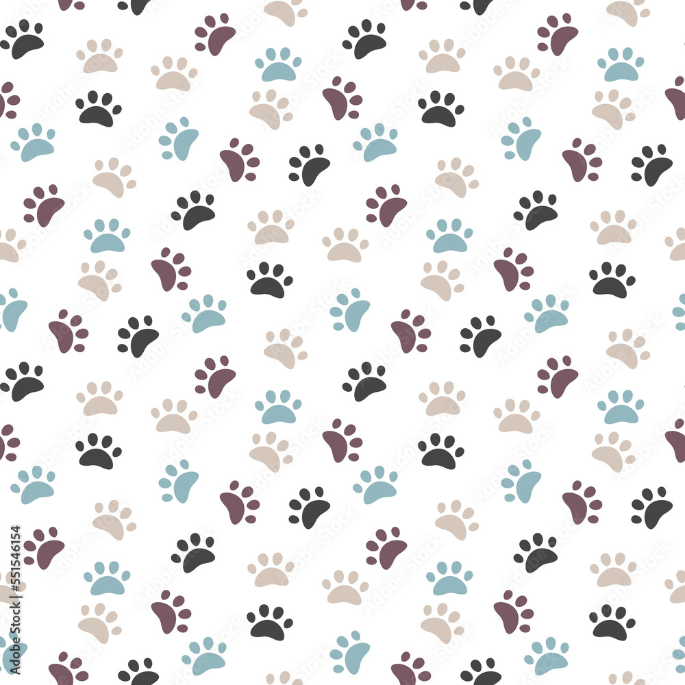 colorful seamless pattern with pets paw print colorful seamless pattern with pets paw print