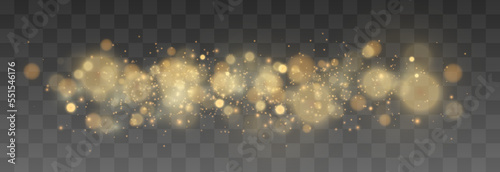 Bokeh lights effect isolated on png background. Soft blured bokeh and lights. Festive golden luminous background. Vector Christmas concept isolated on transparent background