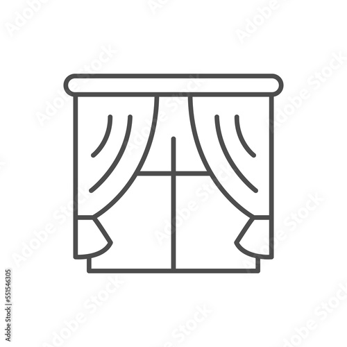 Window with curtains line icon