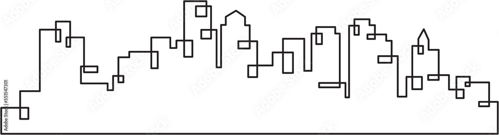 modern cityscape skyline outline drawing. 