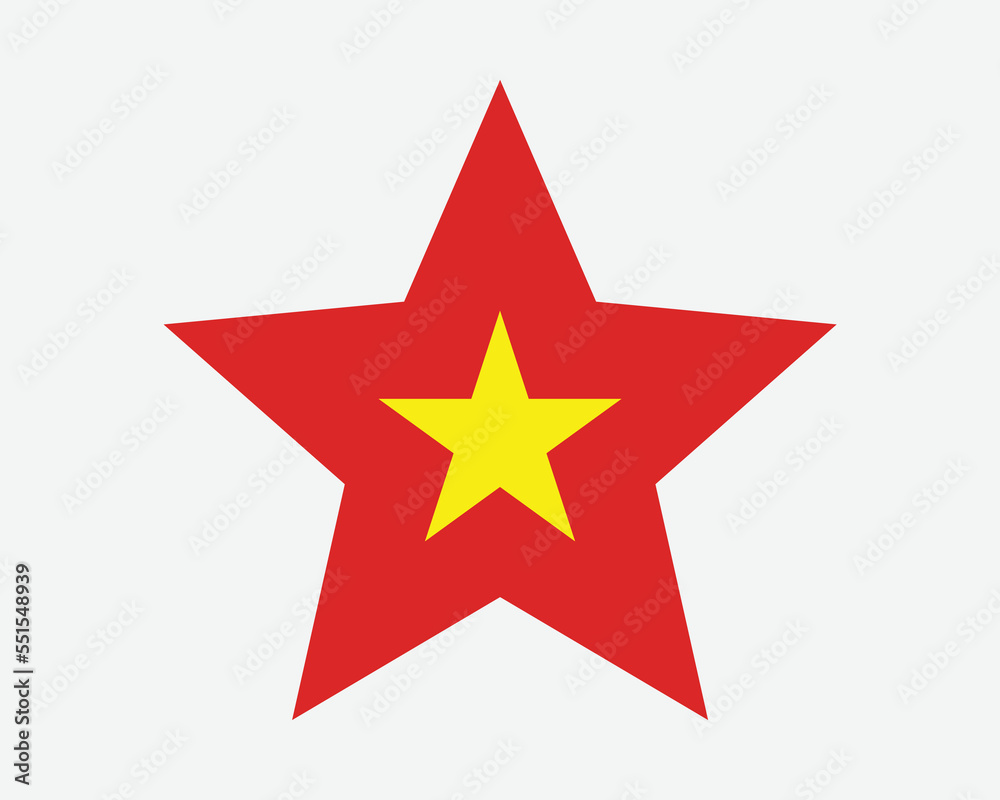 Vietnam Star Flag. Vietnamese Star Shape Flag. Viet Nam Country National Banner Icon Symbol Vector Flat Artwork Graphic Illustration Vietnam Star Flag. Vietnamese Star Shape Flag. Viet Nam Country National Banner Icon Symbol Vector Flat Artwork Graphic Illustration