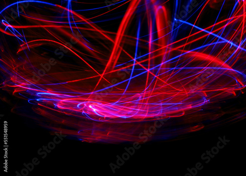 light painting abstract background with glowing lines