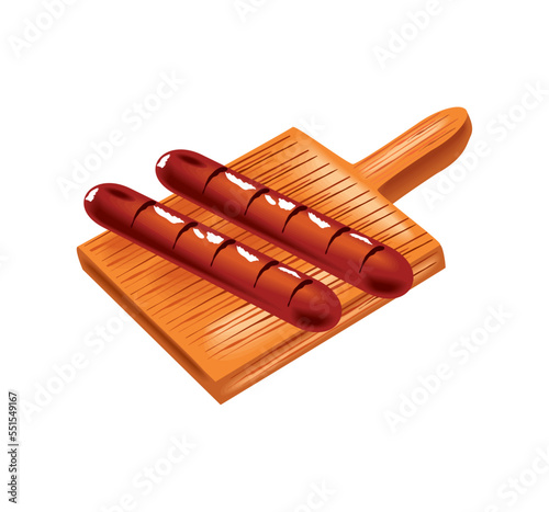 bbq sausages on cutting board
