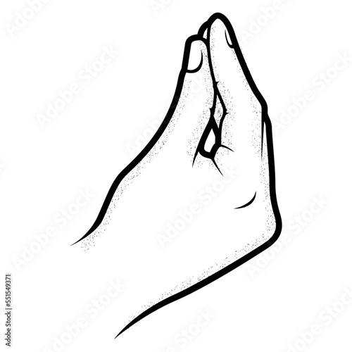 Pinched fingers, Italian hand gesture bellissimo, tasty food and distrust sign, finger purse hand gesture, vector