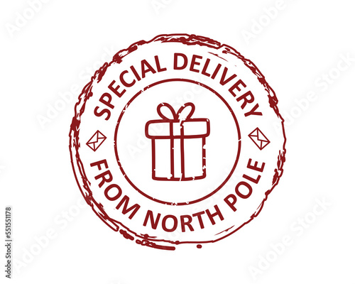 Special delivery from North Pole grunge rubber stamp design with white background